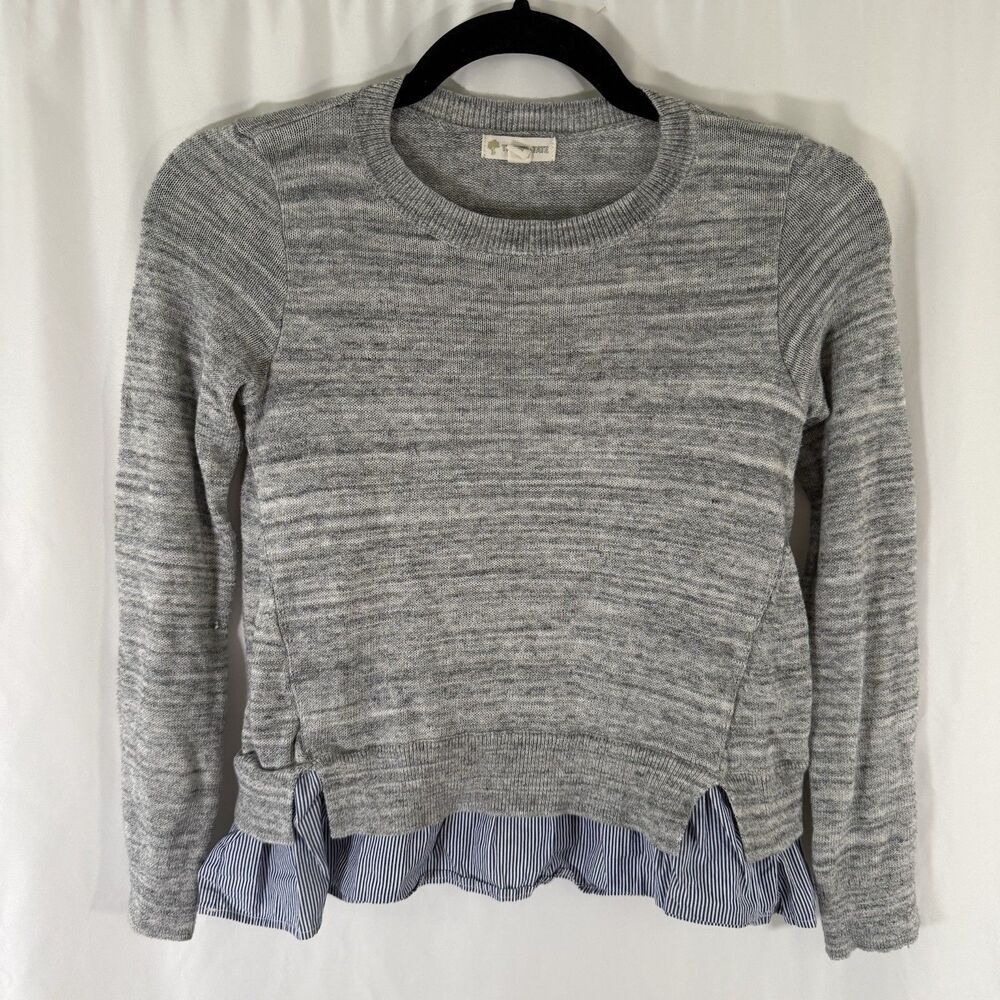 Tucker + Tate Blouse Girls Large 10-12 Heathered Grey Long Sleeve Knit Crew Neck